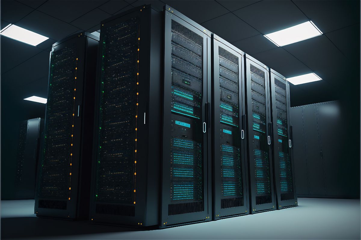 Baies de serveurs dans une salle informatique